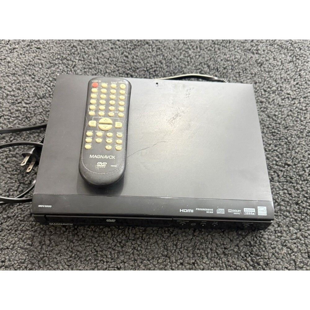 Magnavox MDV3000/F7 HDMI DVD Player w/ Remote Tested Works 1080p Upscaling
